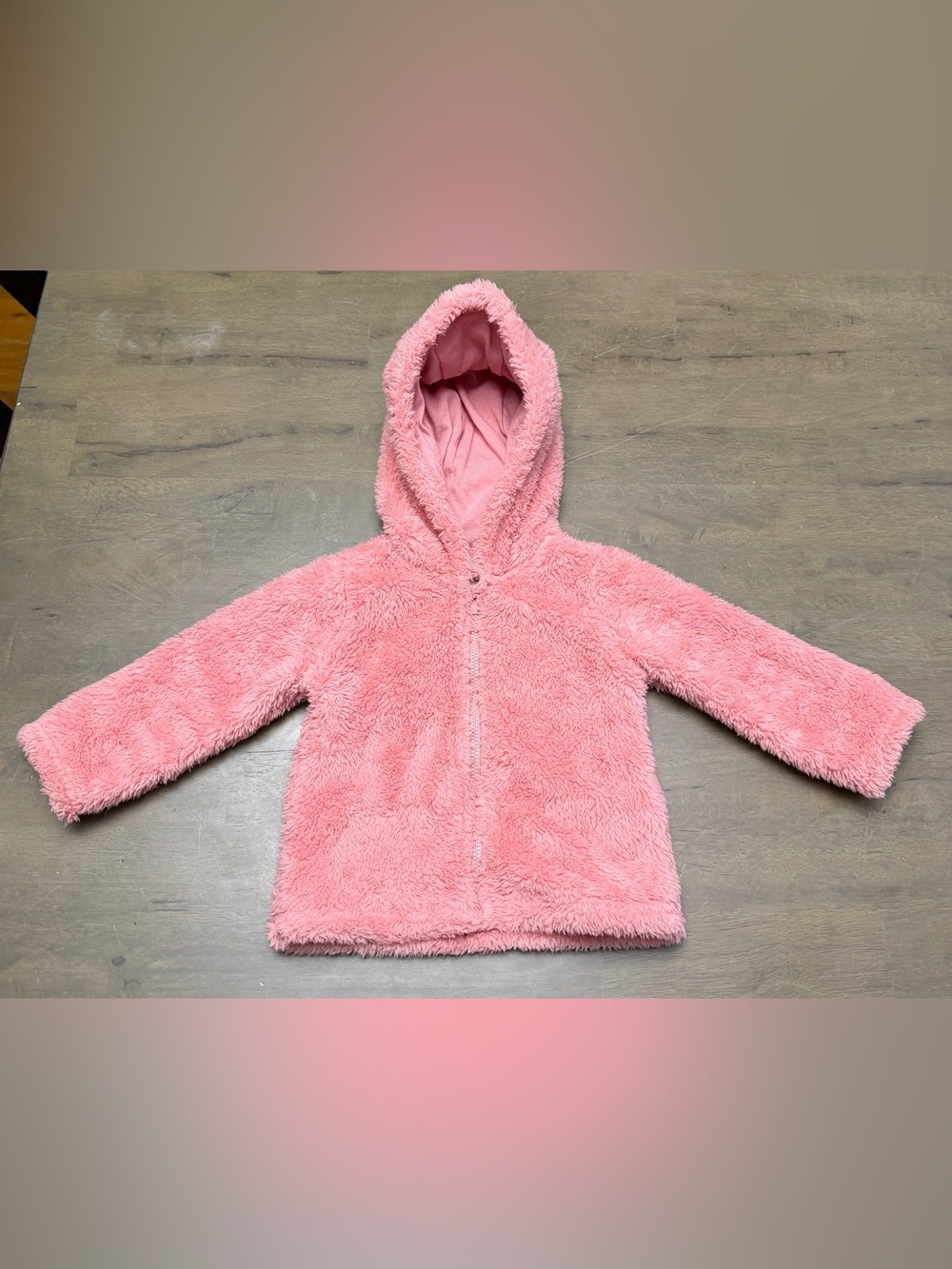 Baby Girl Cozy Pink Hooded Plush Jacket 9-12M